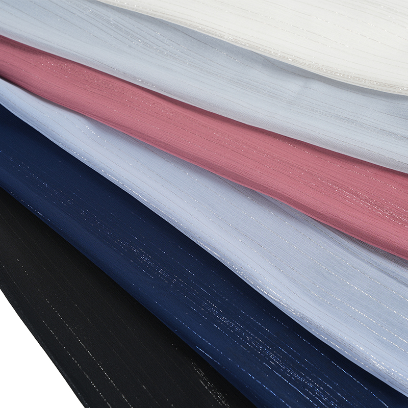 Crepe de chiffon de seda prateado irregular 75D