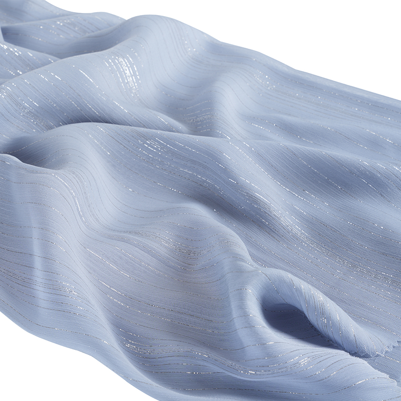 Crepe de chiffon de seda prateado irregular 75D