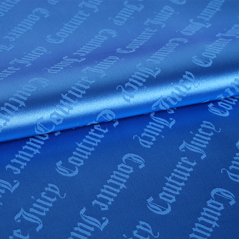 Tecido jacquard com letras de cetim extensível 75D