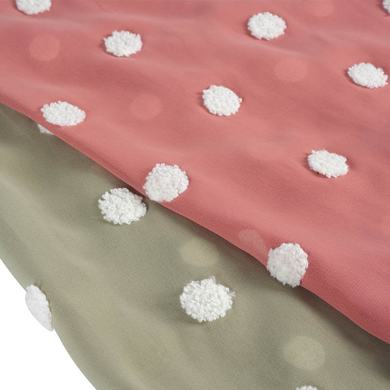 Chiffon liso 75d/18t com tecido bordado de toalha