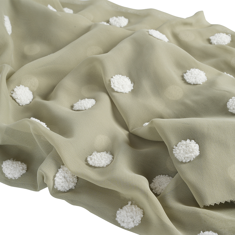 Chiffon liso 75d/18t com tecido bordado de toalha