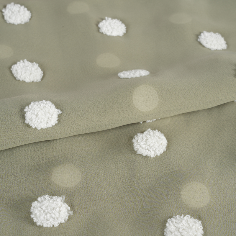 Chiffon liso 75d/18t com tecido bordado de toalha