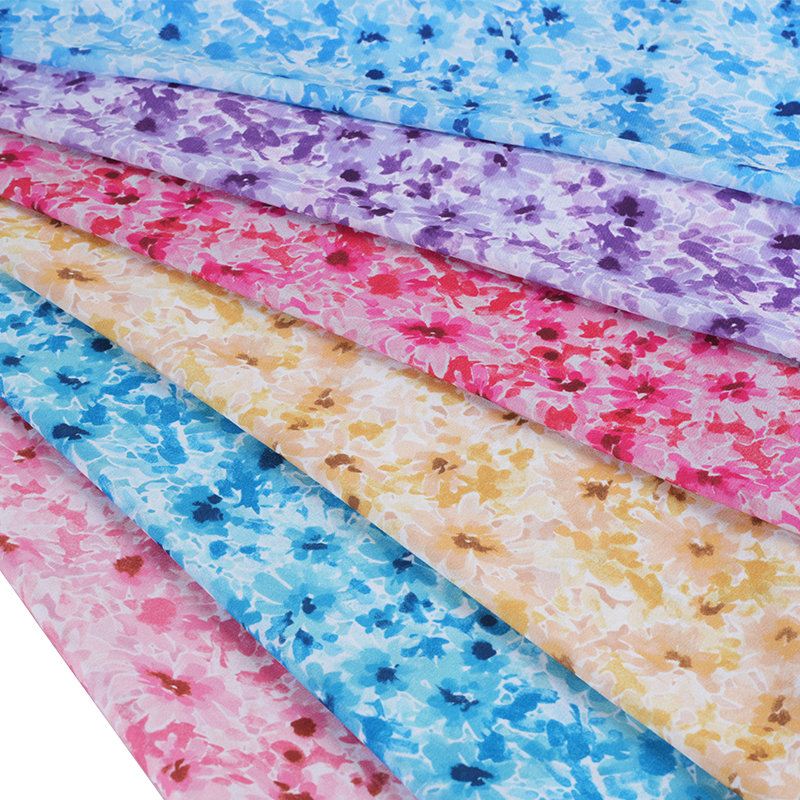 Tecido com estampa floral enevoada bagunçada 75D / 18T