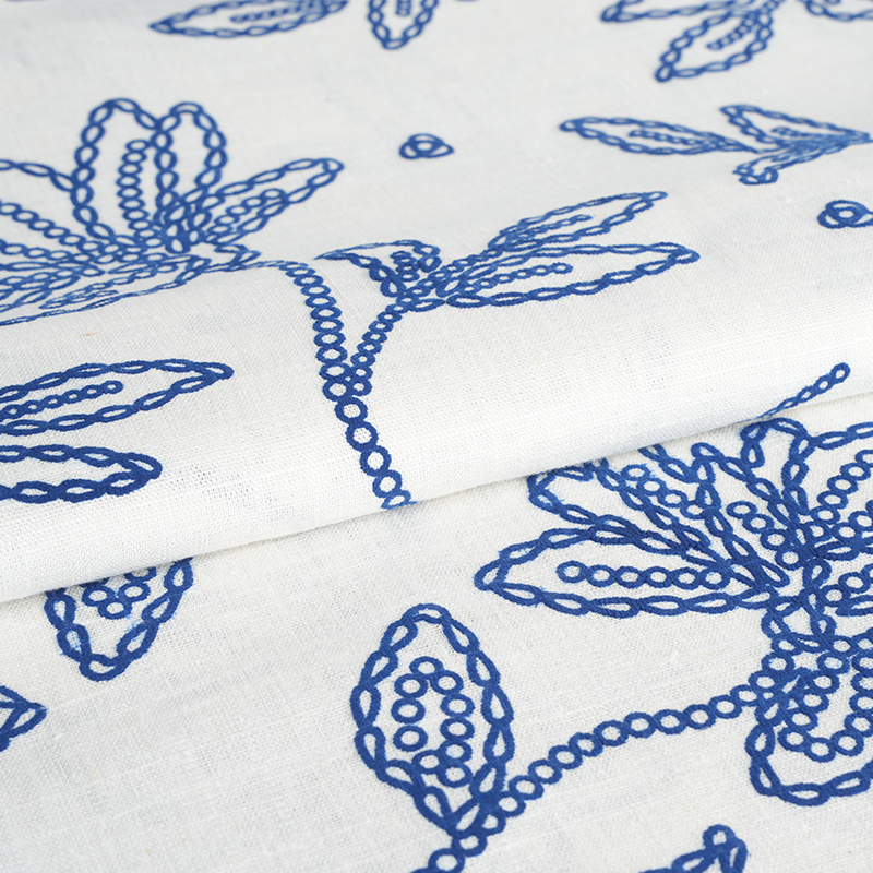 Tecido estampado de espuma floral de linho viscose 12S