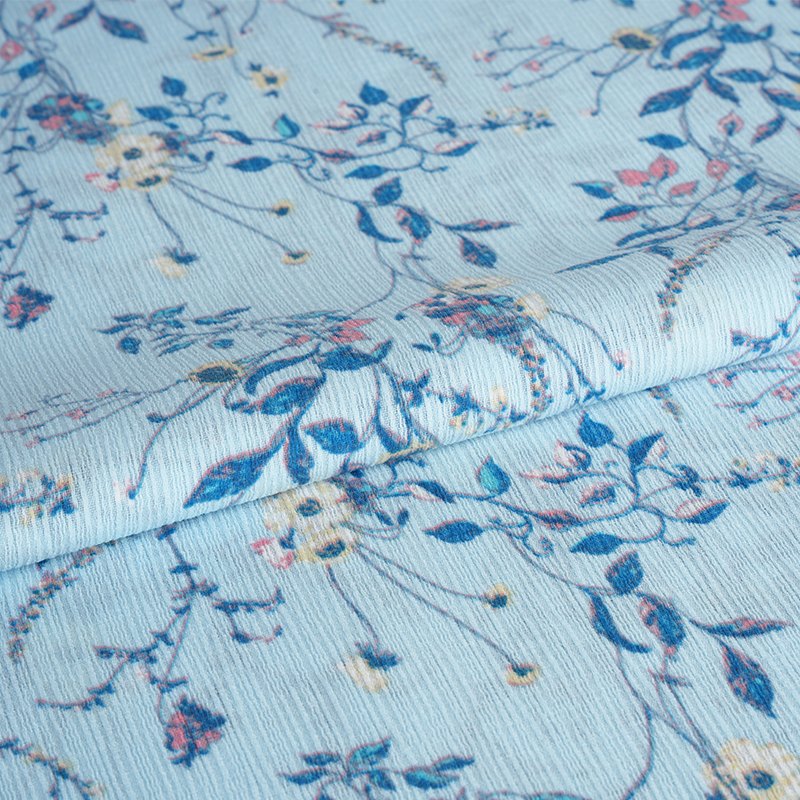 50*68 tecido composto de marca d'água de flor de hibisco enrugado com casca de seda