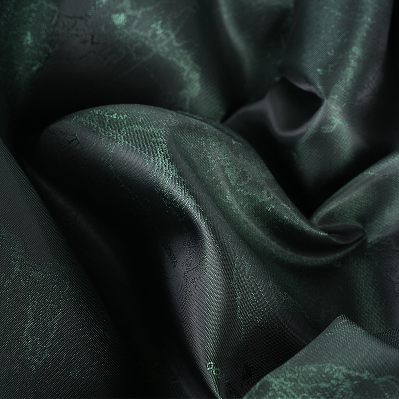 Jacquard de mapa com logotipo inglês catiônico de poliéster