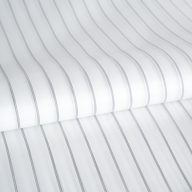 Tecido de camisa com forro de manga de poliéster com listras clássicas para roupas