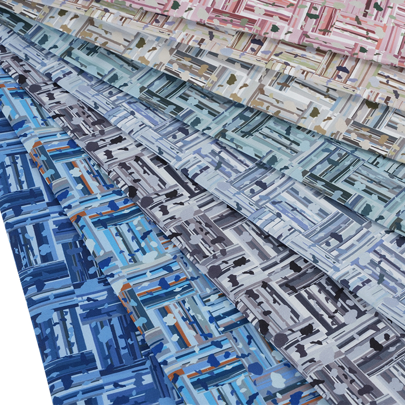 100D * 40S Cool Silk Cotton Abstrato Positivo e Negativo Bloco Tecido de impressão digital